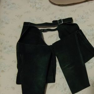 Hunter green suede riding chaps